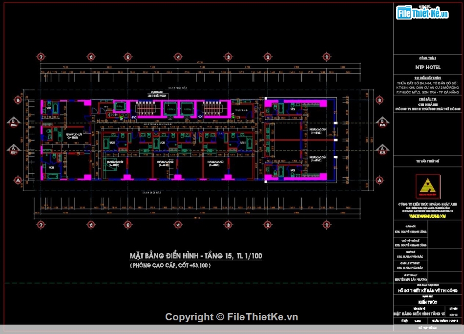 Khách sạn 18 tầng,file cad khách sạn,bản vẽ khách sạn,file thiết kế khách sạn